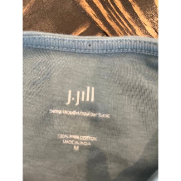 J. Jill Pima Laced Shoulder Tunic Top Women Medium Light Cottage Core Comfy Soft - Picture 2 of 9